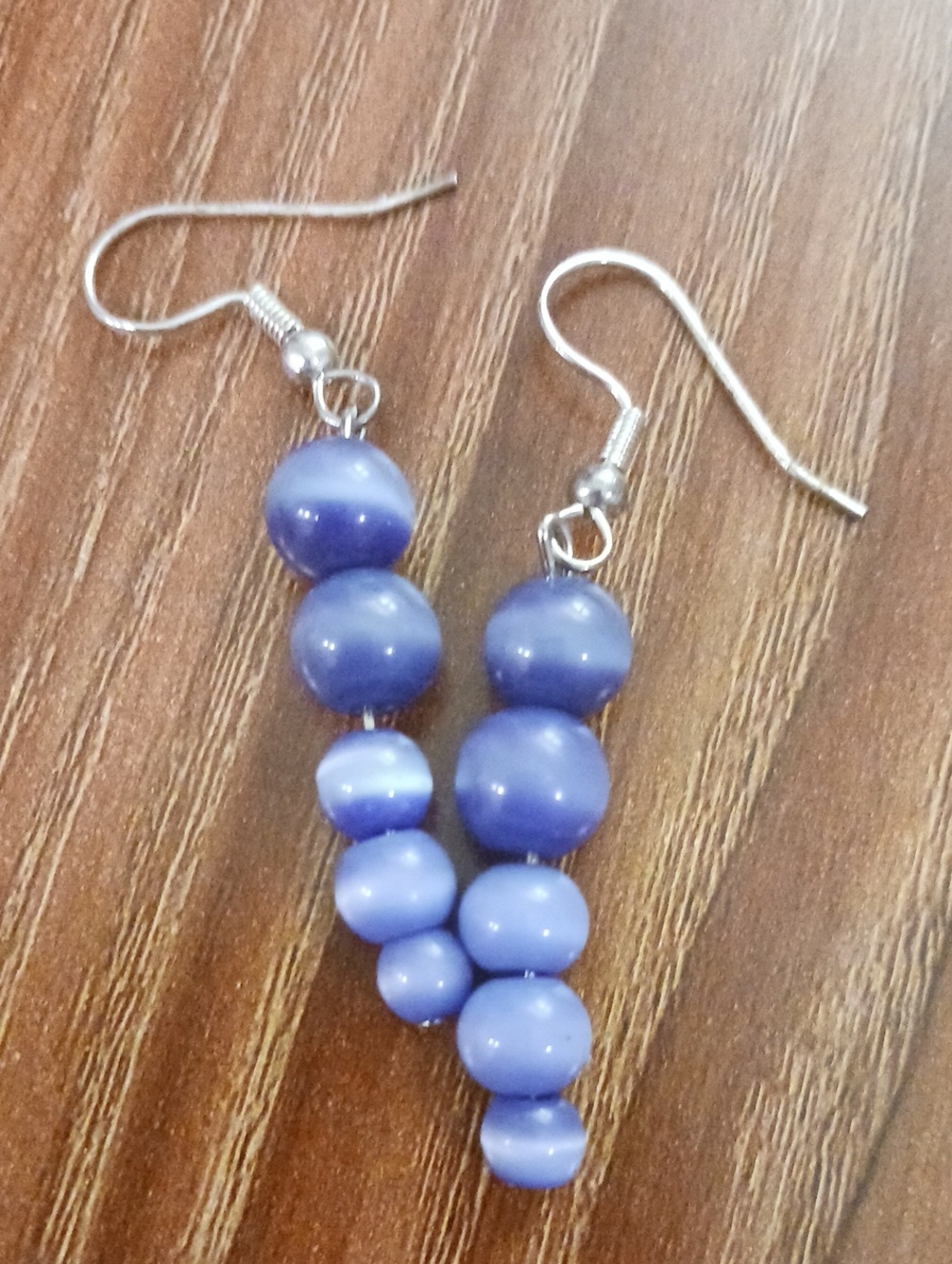 Cat's Eye Blue Bead Dangle Earrings -  Women Jewelry